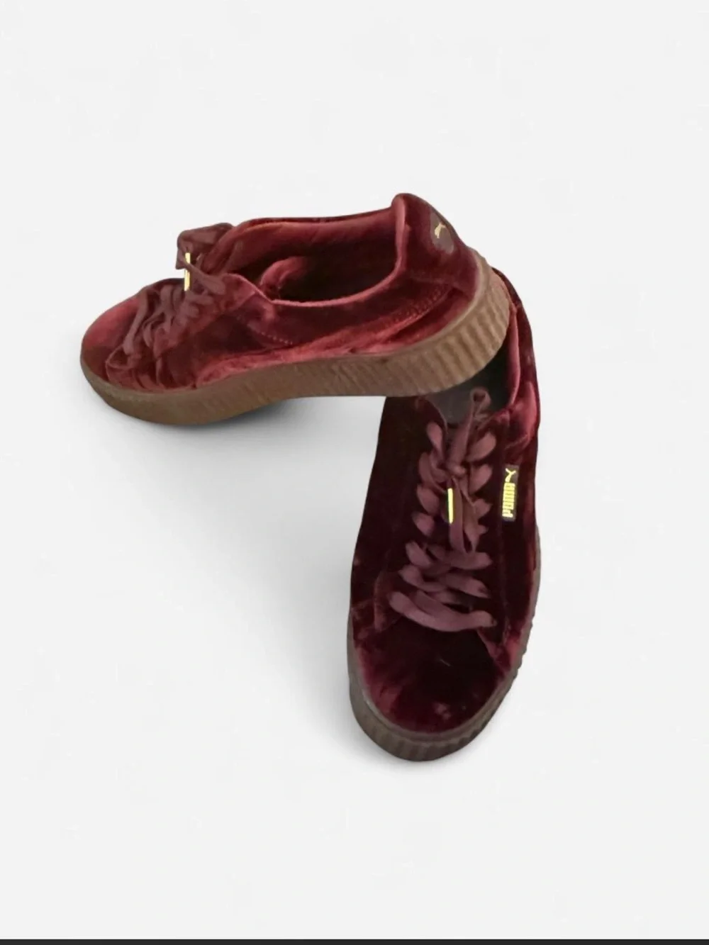 Puma Velvet Platform Sneakers in Wine